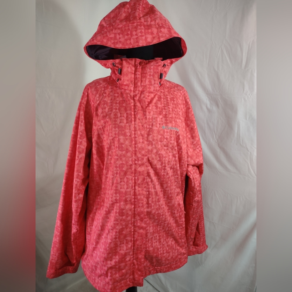 COLUMBIA Women's Pink Interchange Hooded Soft Shell Coat Size XL